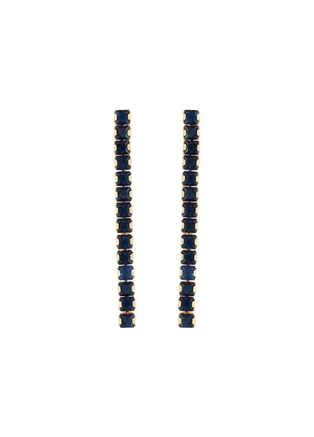 Серьги Позолота 18K пусеты "Дорожки синих кристаллов" (077702) Xuping Jewelry (356459045)
