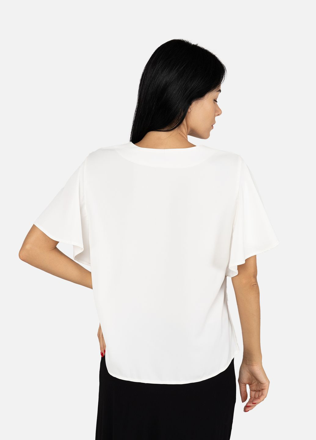 Молочная женская блуза с коротким рукавом цвет молочный cb-00255752 Yuki