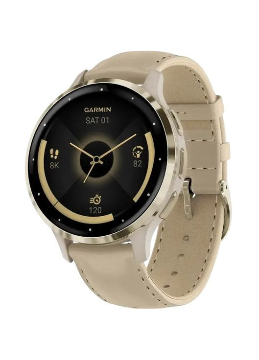 Смарт-годинник Venu 3S Soft Gold St.Steel Bezel French Gray Case and Leath Band (010-02785-55) Garmin (324021796)