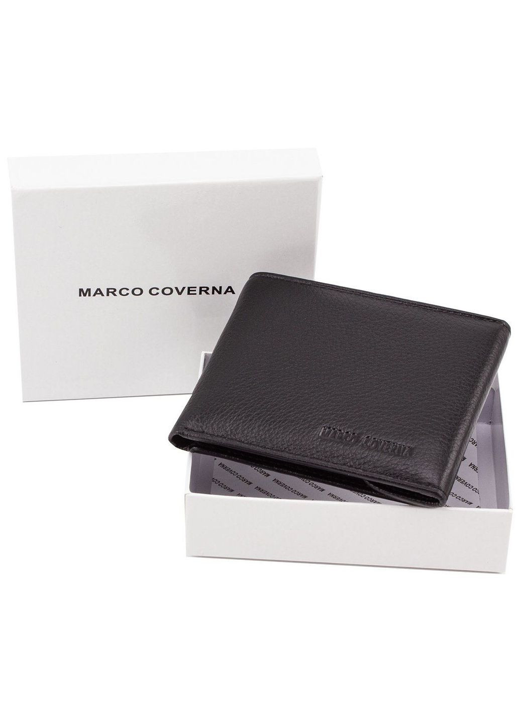 Чёрный кожаный мужской портмоне маленького размера MC-1287 black Marco Coverna (303831362)