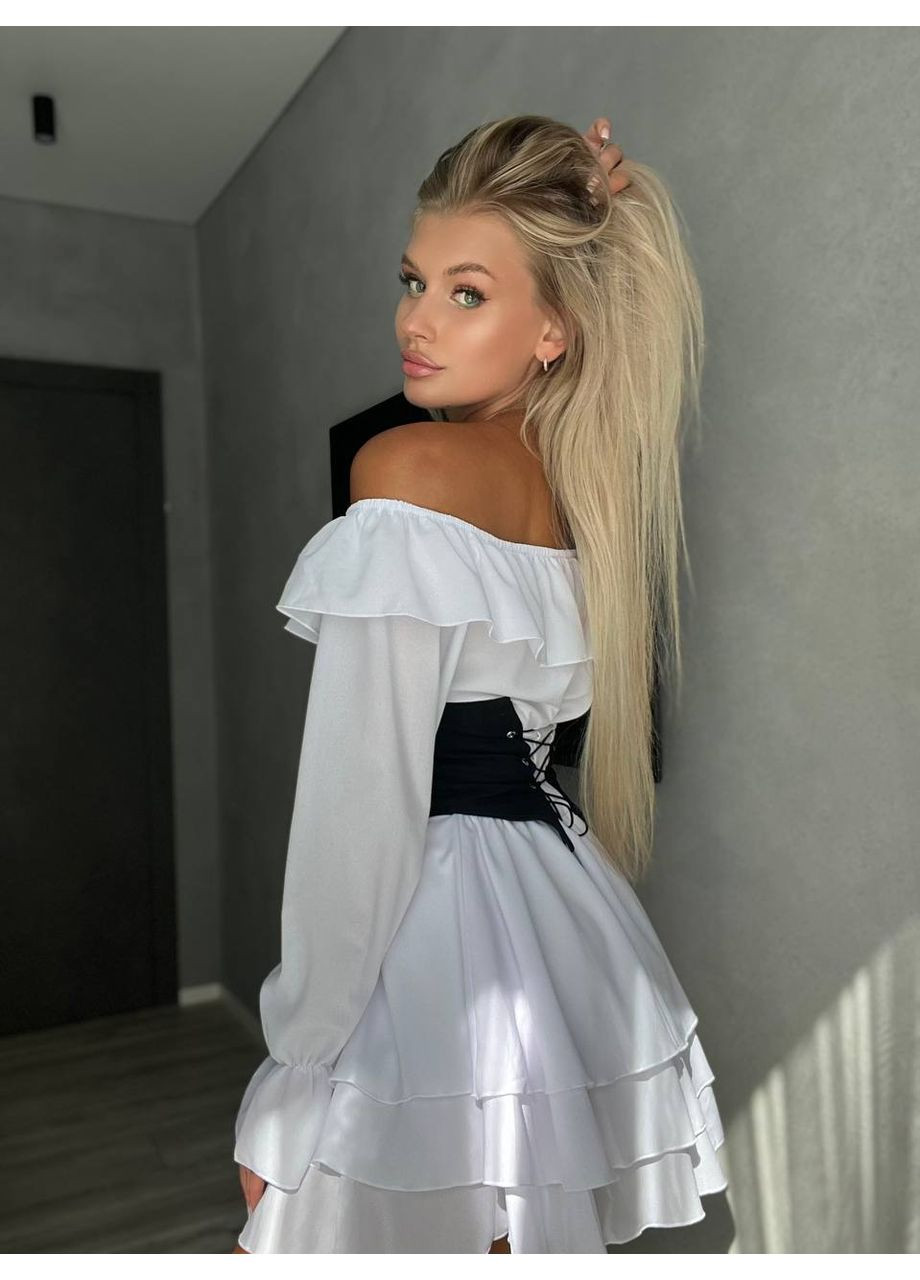 Черное повседневный корсетное платье – нежность, акцент на талии и безупречный силуэт (замеры в описании) GD/GL Модний простір однотонное