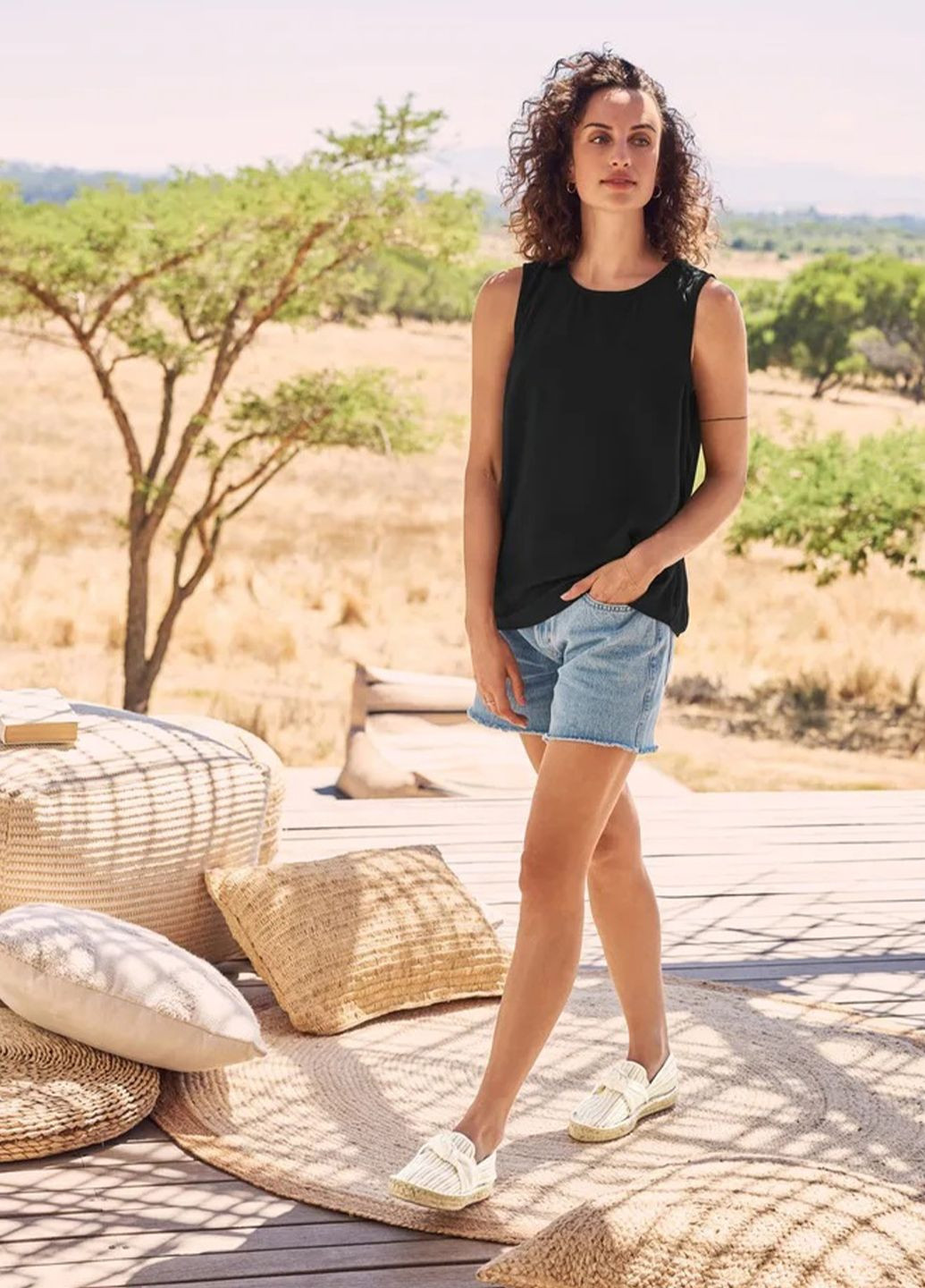 Женские джинсовые шорты с высокой посадкой с бахромой Esmara (338887804)