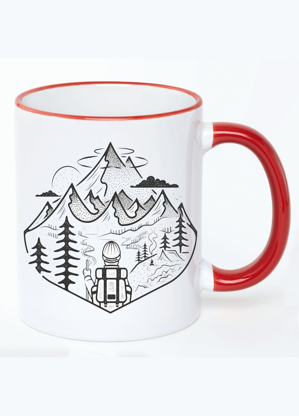 Чашка Кемпинг (кружка, кружка) #036 Белая с Красной ручкой 330 мл No Brand (322716948)