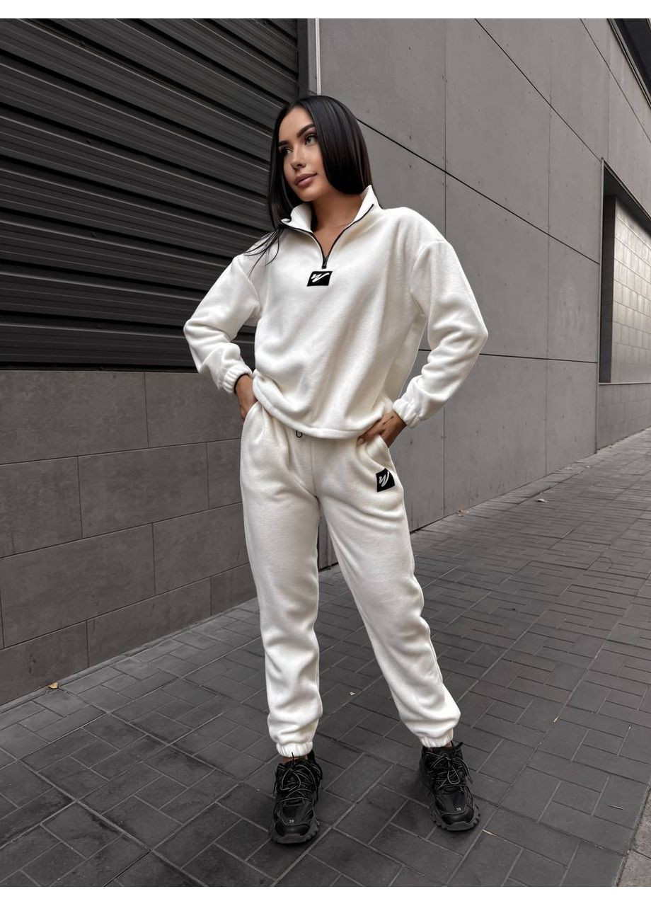 Жіночий костюм флісовий молочного кольору 35077 Fashion (363022070)