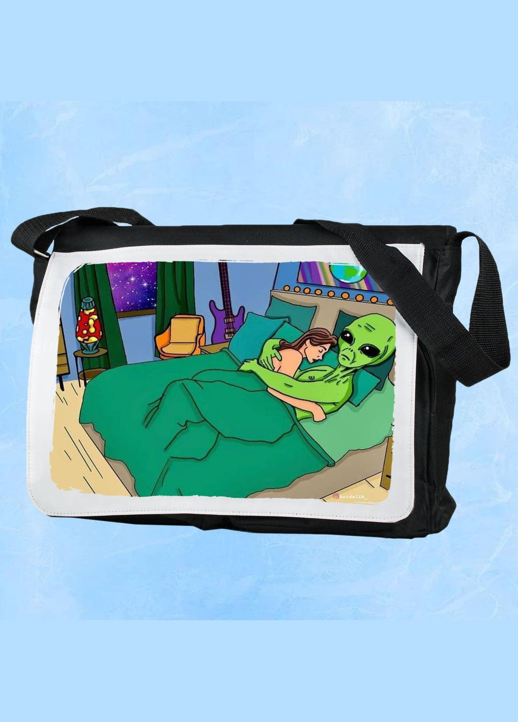 Мужская (женская) сумка через плечо для спортзала дорожная универсальная Инопланетянин #006 Черный No Brand (322119816)