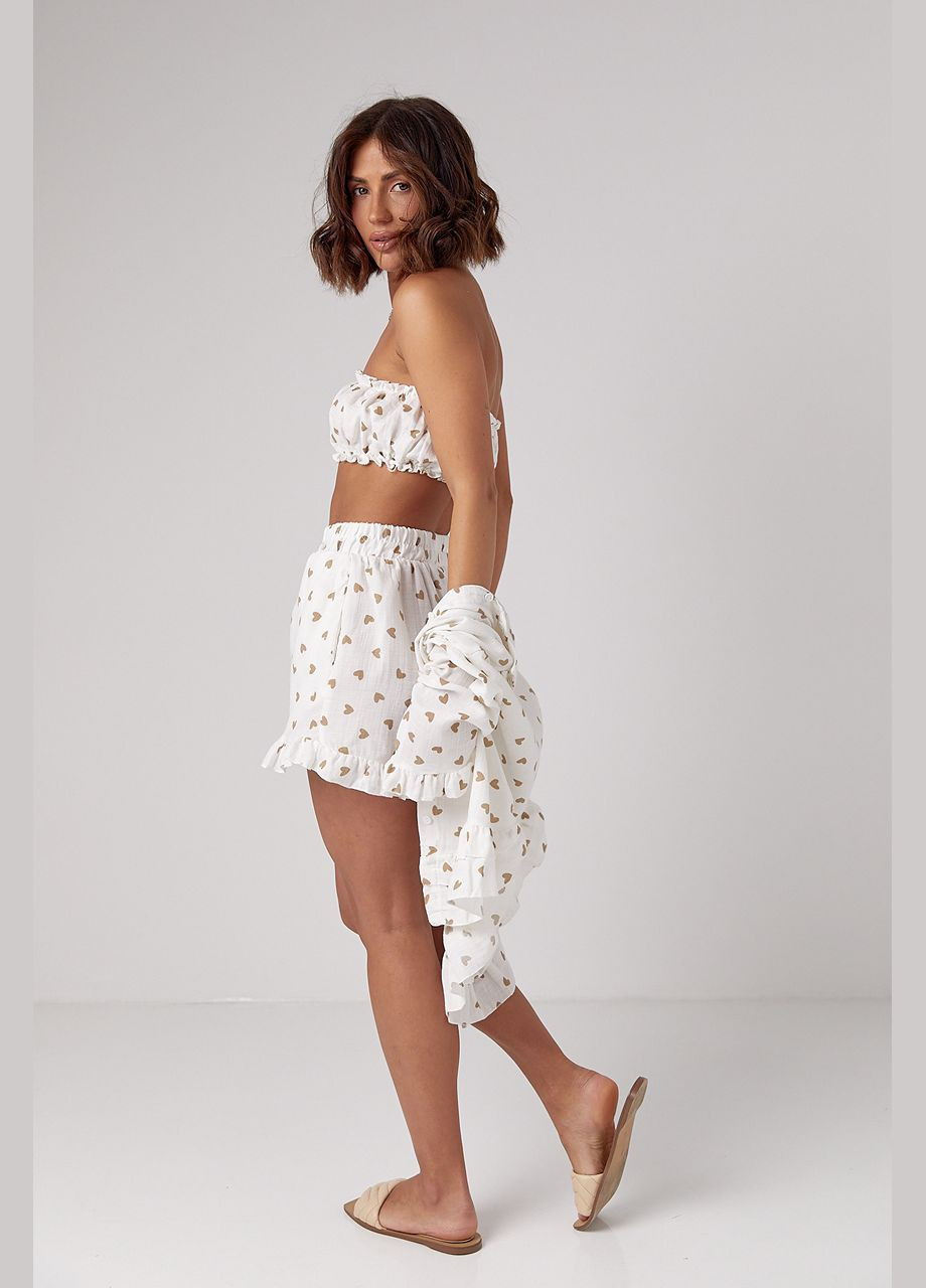 Летний костюм-тройка украшенный сердечками Lurex (296889469)