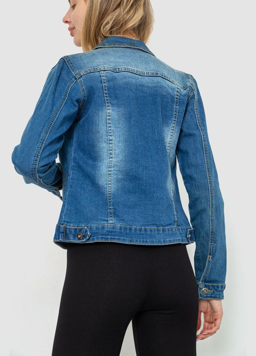 Синя демісезонна джинсова куртка жіноча, колір синій, Ager