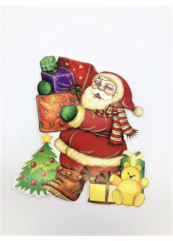Новорічний подвійний плакат "Santa Claus" з подарунками ST17, 28×24 см) – святковий декор для дому та офісу No Brand (366197728)