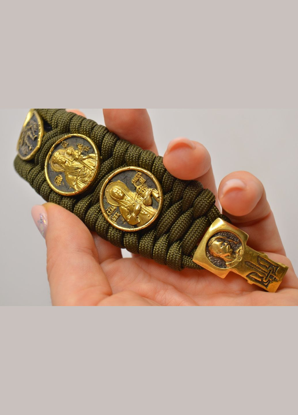 Браслет із застібкою козак архангелом та чотирма образами ручне лиття + брелок у подарунок No Brand (341738961)