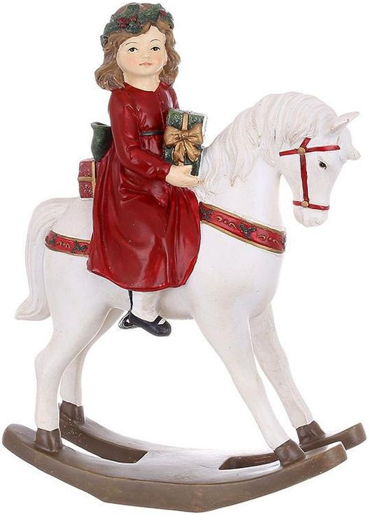 Фигурка декоративная "Девочка на Лошадке-качалке" 25см, в стиле Ретро BonaDi (329894696)