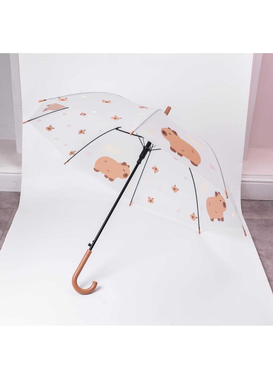 Белый детский зонт-трость полуавтомат складной 92 см yiwu hp-23-10 (364685071)