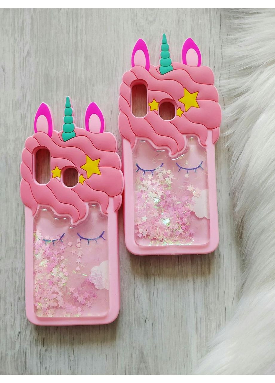 Чохол для Galaxy А40 2019 A405 Єдиноріг з блискітками рожевий силіконовий 3d Samsung (360896336)