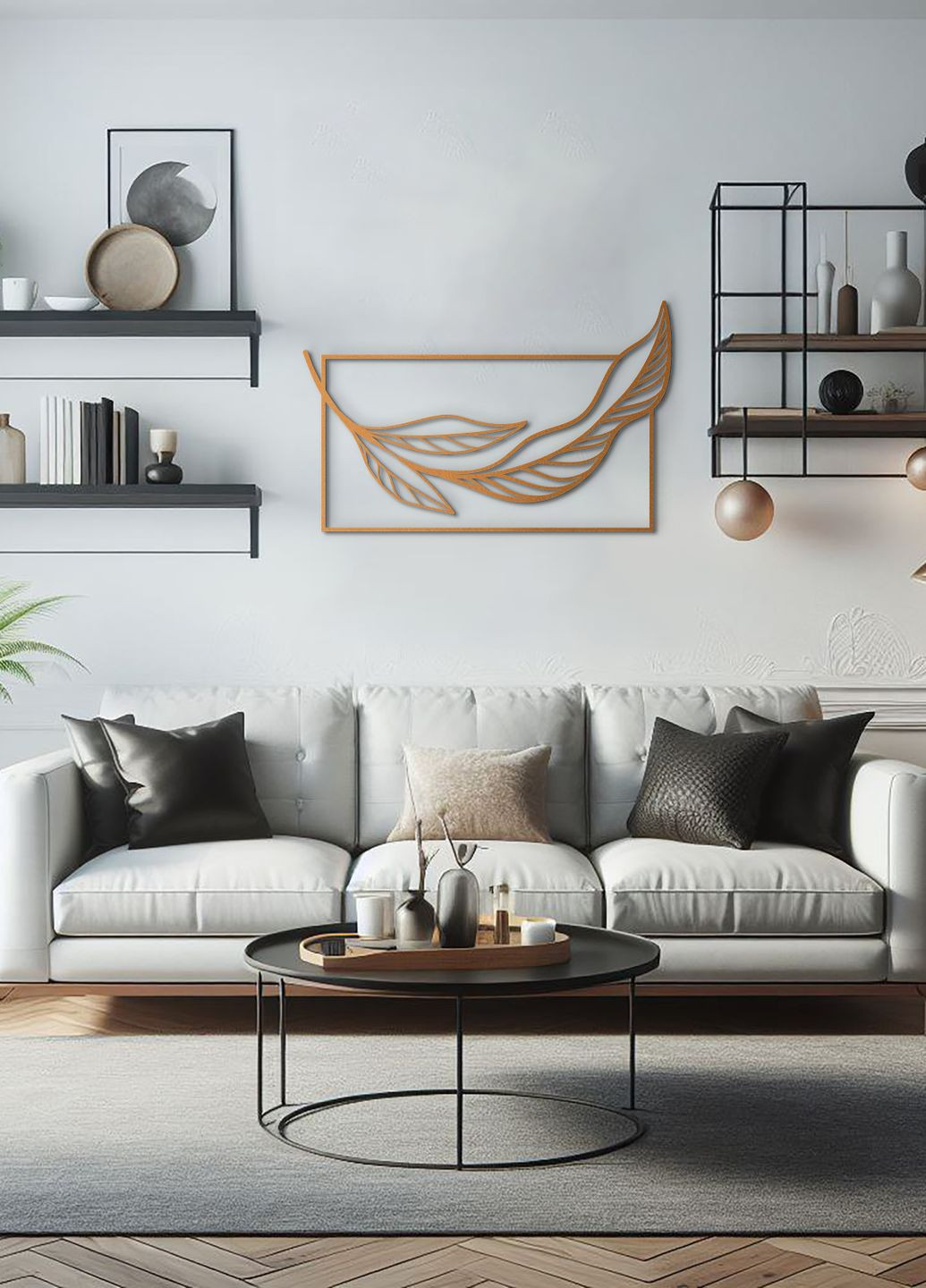 Настінний декор для дому, декоративне панно з дерева "Листок мінімалізм", картина лофт 80х50 см Woodyard (292112595)