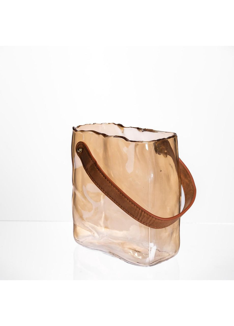 Стеклянная ваза сумочка с ручкой 16×8×18.5 (см) декоративная ваза для цветов 2 (л) Коричневый HP-19-156-1 Yiwu (370373300)