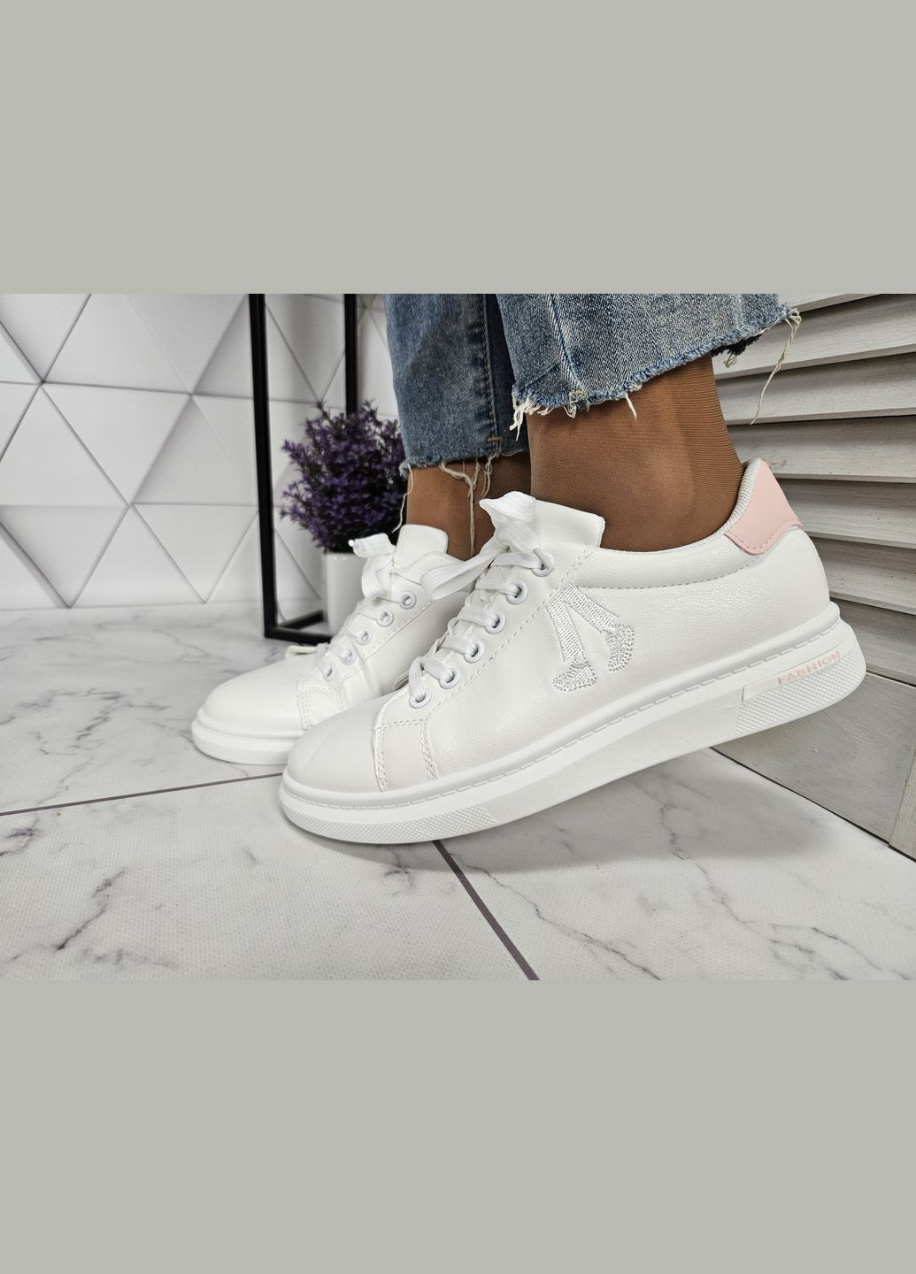 Кроссовки кеды белые из экокожи на высокой платформе No Brand белые (322650793)