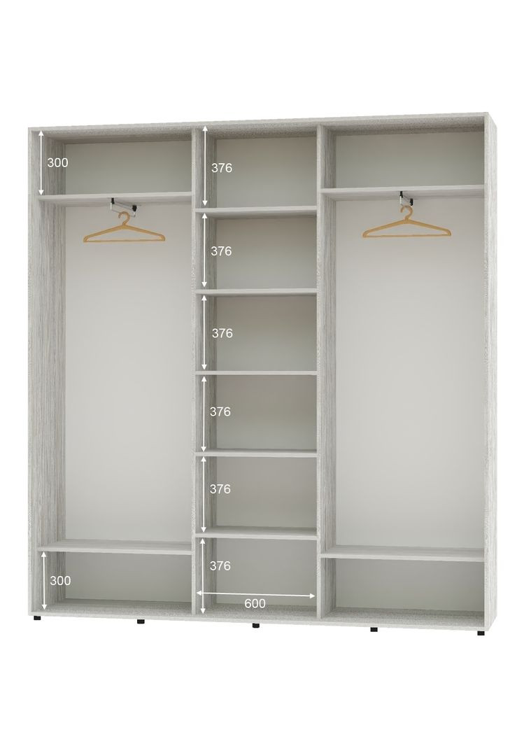 Шкаф-купе трехдверный 220*45*250 Сосна Натти 3 двери ДСП ШК-04 Алекса (360477759)