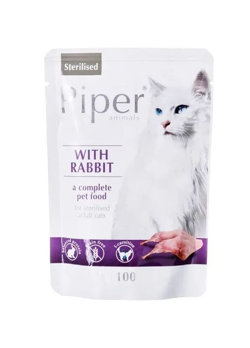 Консерва для стерилизованных котов PIPER Sterilised Rabbit пауч с кроликом 100 г DN165-302087 Dolina Noteci (280915461)