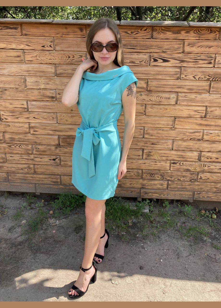 Голубое деловое, повседневный, коктейльное женское мятное платье на любой повод No Brand однотонное