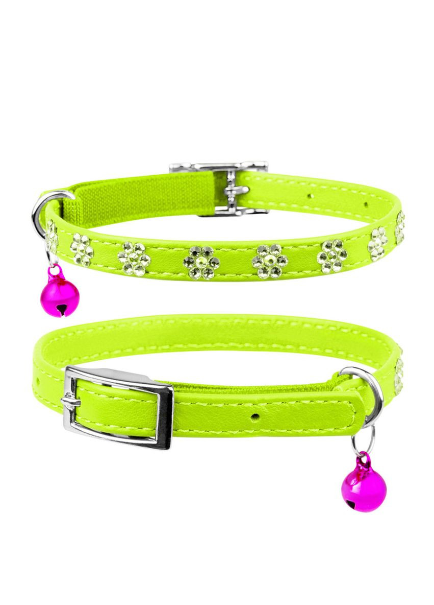 Ошейник Glamour с резинкой, клей.стразами "Цветочек" для кошек (ширина 9мм, длина 22-30см) WAUDOG (279567769)