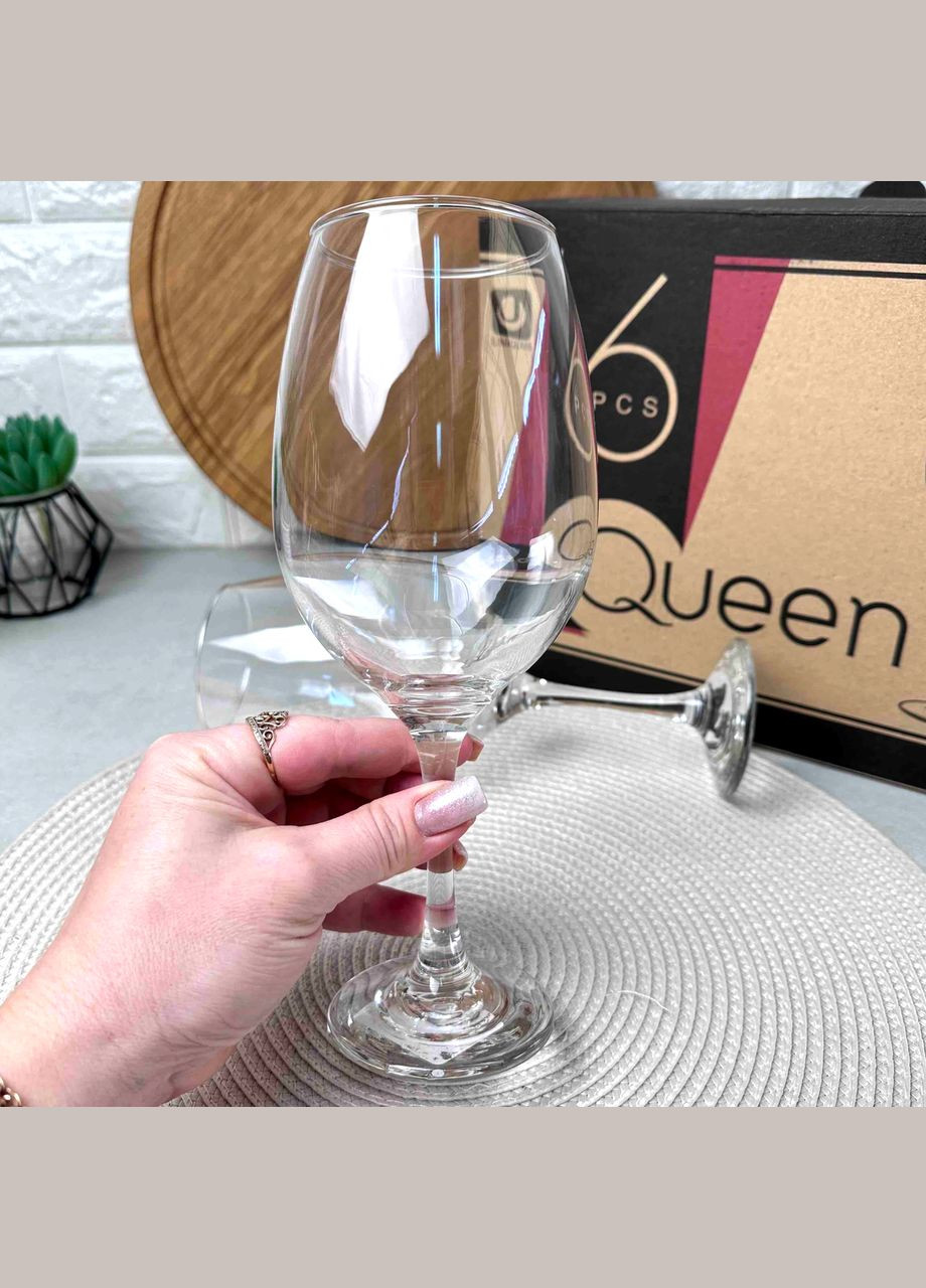 Набор бокалов для красного вина Queen 580 мл, 6 шт, стекло, удобны для мытья в посудомоечной машине Uniglass (303138079)