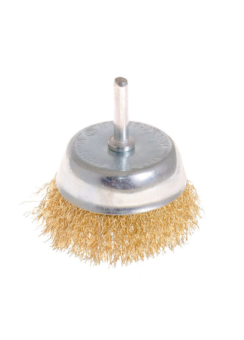 Щітка торцева з латунованого рифленого дроту D 75 мм зі стрижнем 1/4" GM (19-7407) Mastertool (322705530)