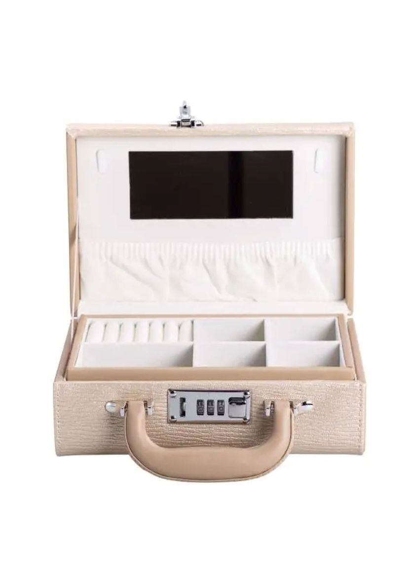 Скринька для прикрас з еко шкіри 2 яруси з кодовим замком органайзер для ювелірних виробів HP-5-24CR Yiwu (353504134)