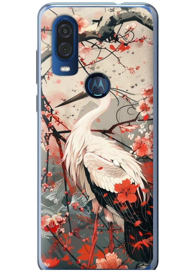 Силиконовый чехол 'Аист в цвету сакуры' для Endorphone Motorola One Vision (291420595)