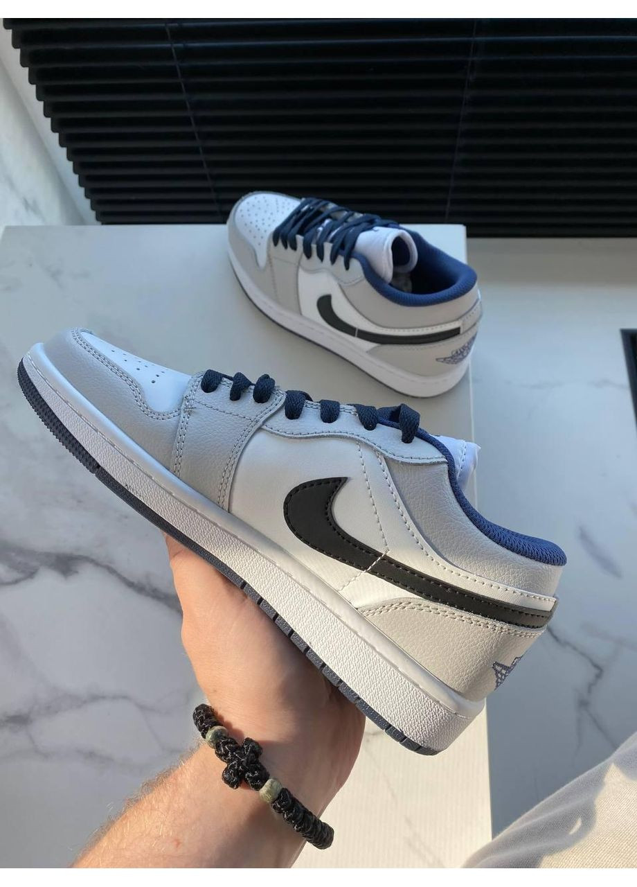 КРОССОВКИ ЖЕНСКИЕ NIKE AIR JORDAN RETRO 1 LOW GREY WHITE BLUE НАЙК АИР ДЖОРДАН No Brand серые демисезоны (367175844)