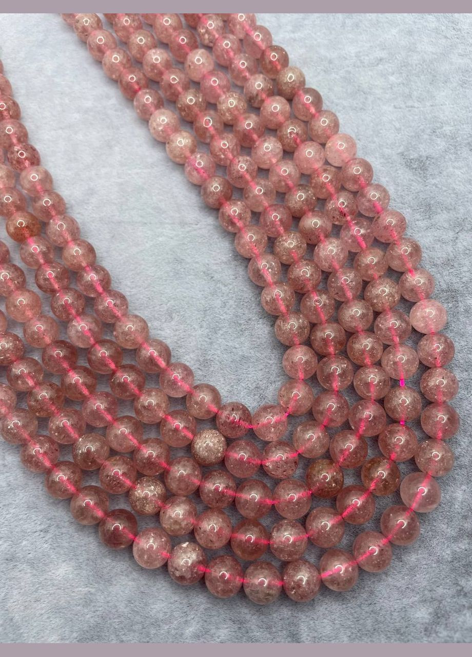 Клубничный кварц на нитке без замка 8 мм 40 см Розовый 9534 No Brand (311686489)