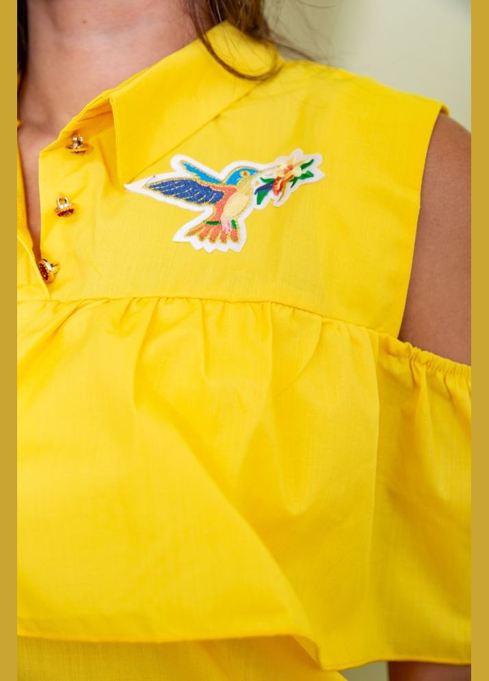 Жовта ошатна блуза з рюшею Fashion