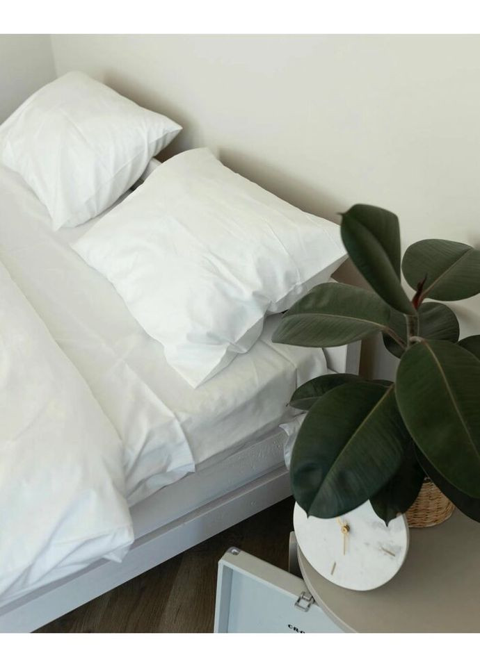 Постільна білизна сімейна Home Сатин Люкс 20982 160х215х2 см біла DUSHKA (327791625)