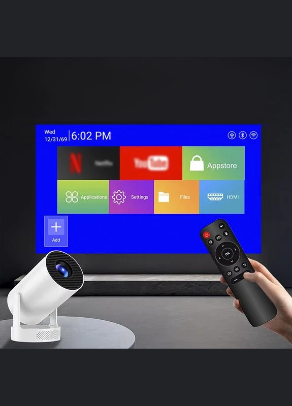 Проектор HY300Pro White HiFi Smart TV с пультом WIFI 2.4G/5G Android 11 1шт Topleo (337118481)