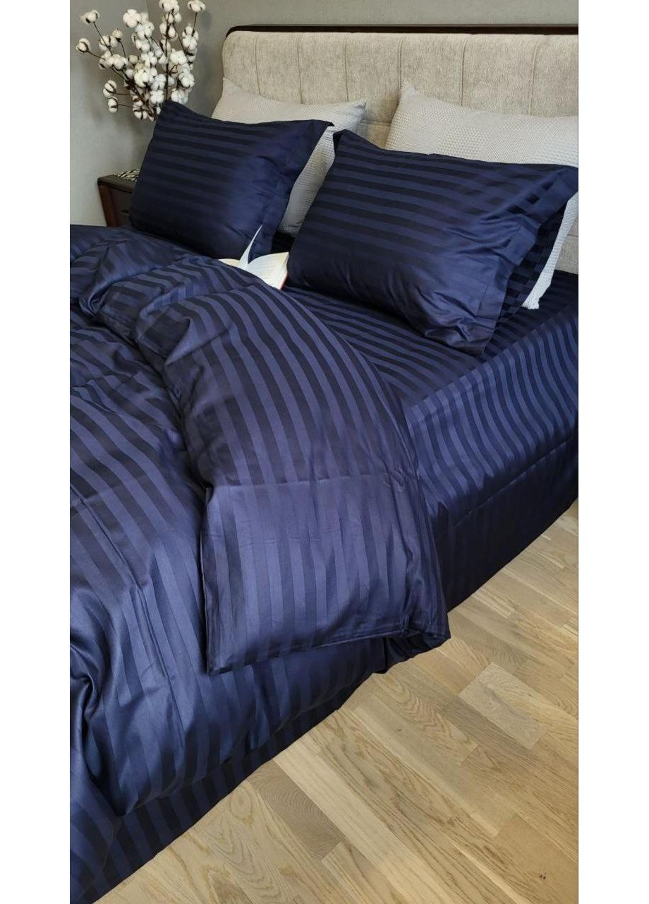 Постільна білизна BLUE BERRY, сатин страйп PREMIUM 2/2см Двухспальний розмір, наволочки 50/70 No Brand (363190835)
