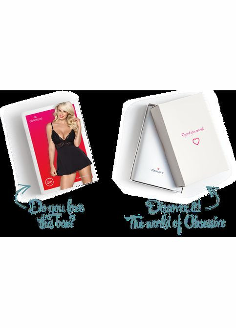 Сатиновий пеньюар із мереживом 810-BAB-1 babydoll & thong CherryLove Obsessive (296623353)