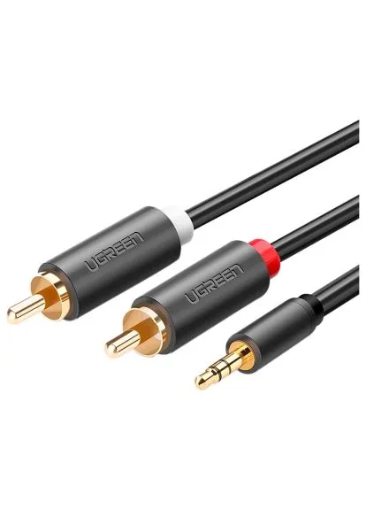 Кабель мультимедийный (10510) Ugreen 3.5mm M to 2xRCA M 2.0m AV102 black (400360765)