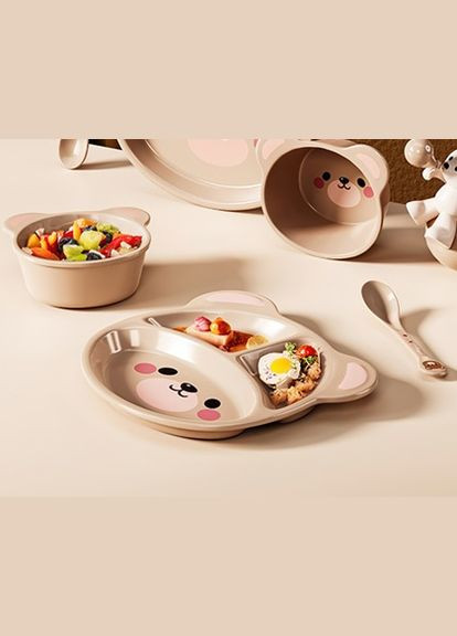 Детский набор посуды Медведь 18570 4 предмета коричневый No Brand (364764364)