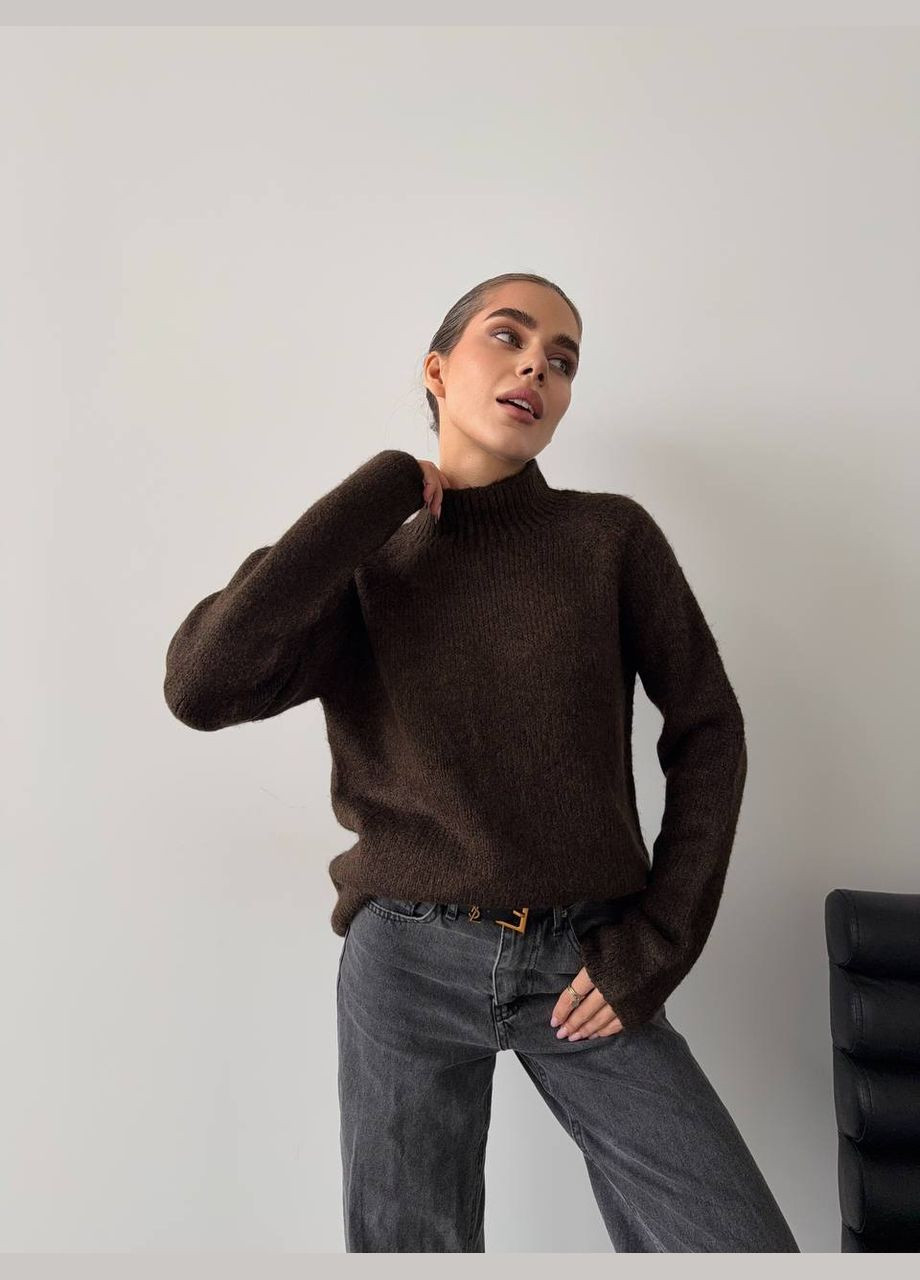 Коричневый демисезонный свитер женский No Brand