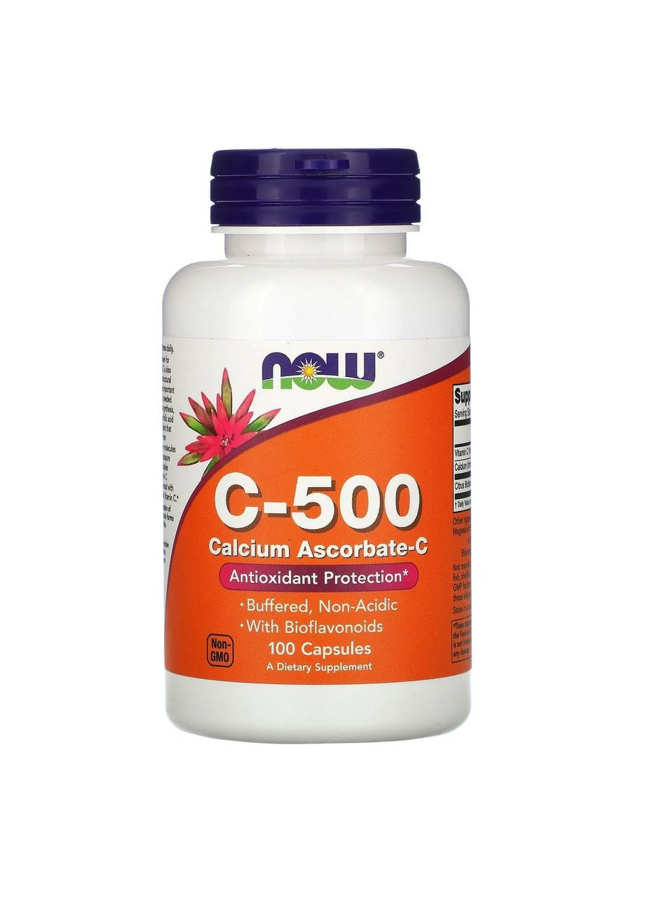 Вітамін C-500 аскорбат кальцію (Calcium Ascorbate-C) 500 мг 100 капсул Now Foods (361116167)