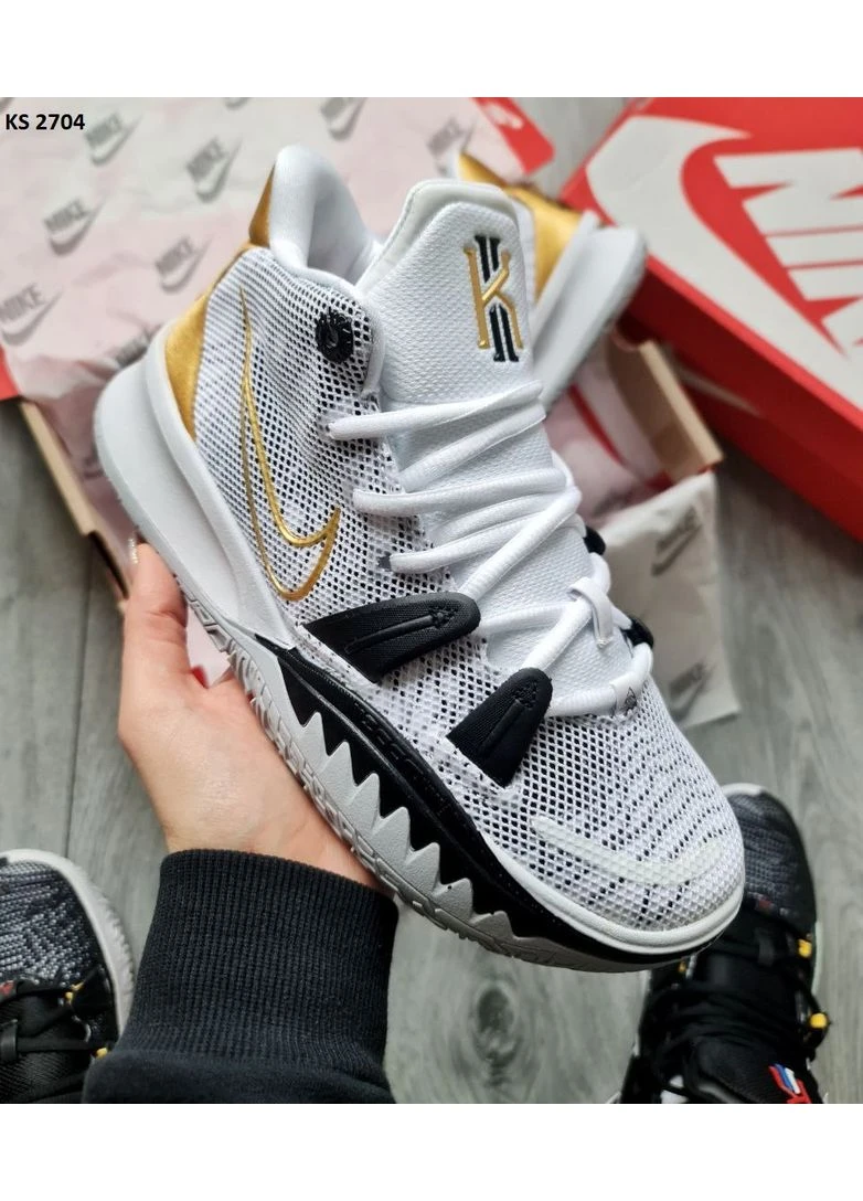 Белые летние кроссовки nike kyrie 7 gs rings white metallic gold найк кайри No Brand