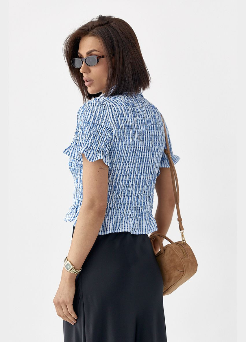 Синіти смугаста блуза з ефектом жниварки Lurex Блузка