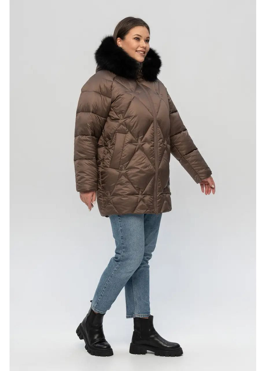 Коричнева зимня жіноча зимова куртка великого розміру SK