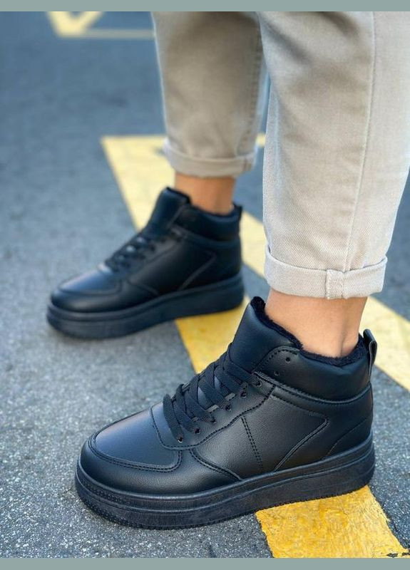 Зимние черные зимние кроссовки, хайтопы зимние, зимние спортивные ботинки. Stilli без декора из искусственной кожи