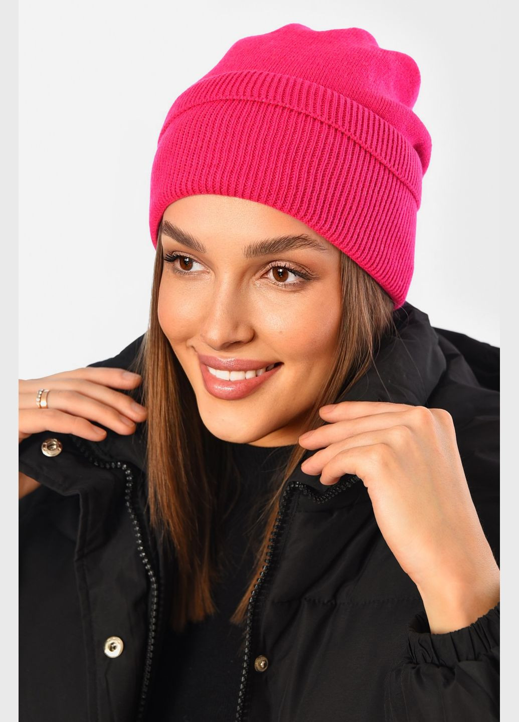 Шапка женская демисезонная малинового цвета Let's Shop (309151565)