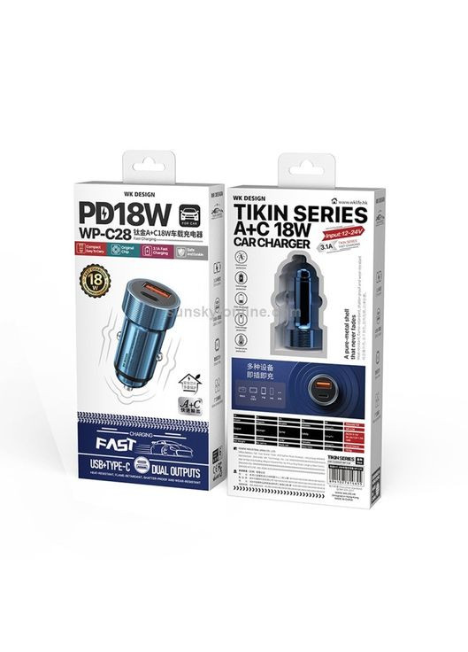 Автомобильное зарядное устройство WPC28 PD 18W 1USB/1Type-C Power Delivery WK (305666094)