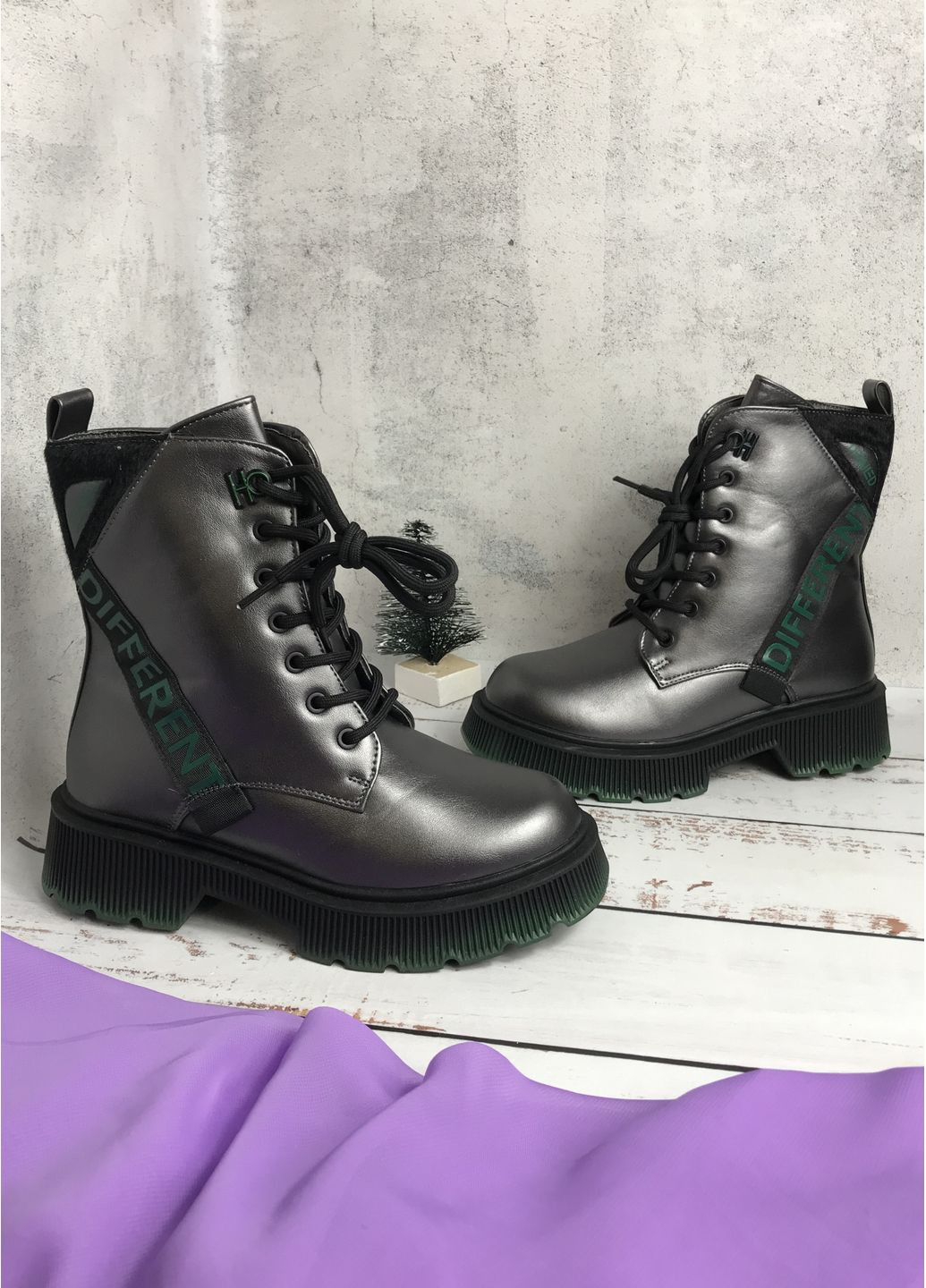 Темно-серые повседневные зимние ботинки зимние детские на девочку том.м темно-серый (767) Том.М