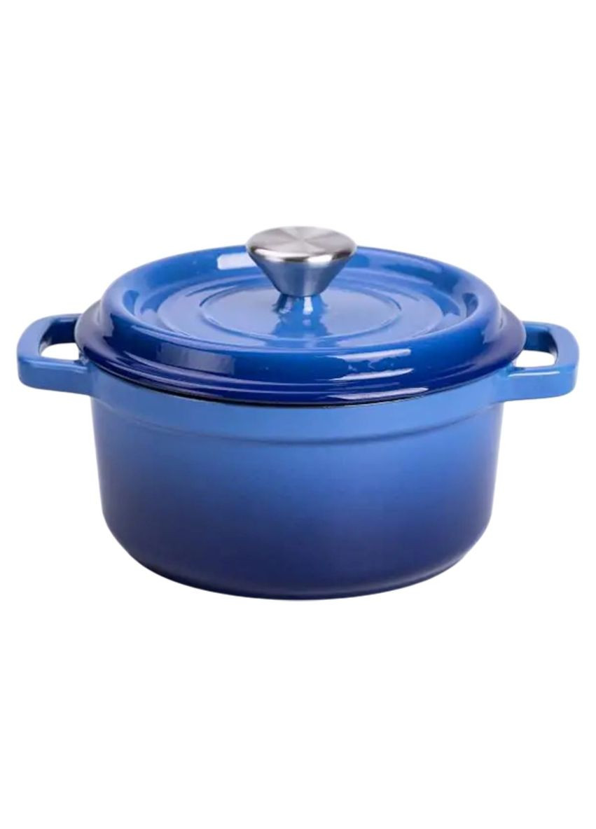 Каструля чавунна емальована 2 л з кришкою Ø20 см Синя HP-1-2BL No Brand (353503396)