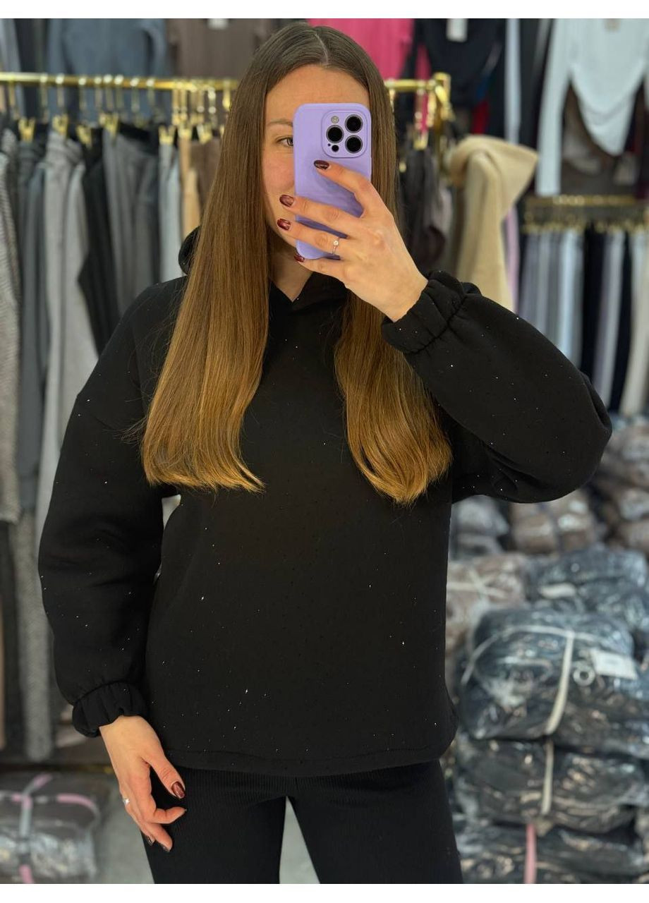 Кофта 1681 батник декорирована стразами с капюшоном,турецкая трехнить на флисе Україна (368464973)