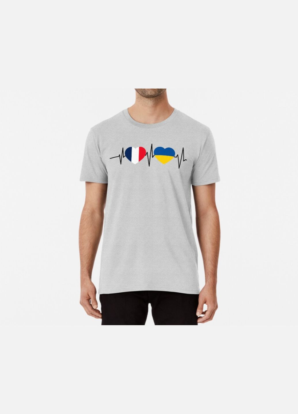 Серая мужская патриотическая футболка с принтом france ukraine франция украина Stedman
