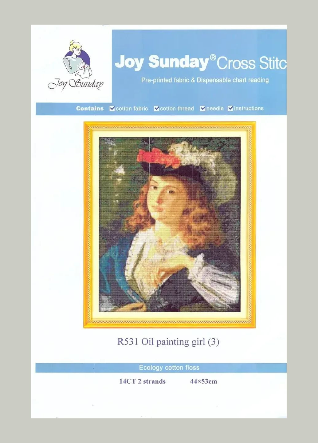 Набор для вышивания по нанесённой на канву схеме "Oil painting girl 3".AIDA 14CT printed, 44*53 см Joy Sunday (313613463)