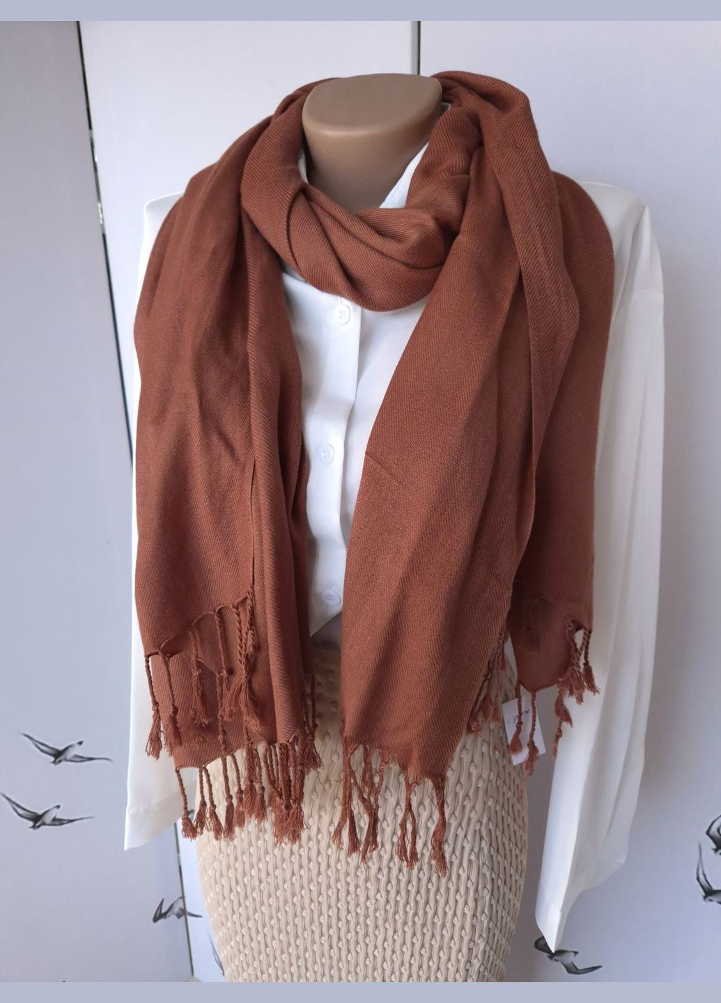 Шарф-палантин жіночий однотонний весна-осінь 168х70 см No Brand (324771336)